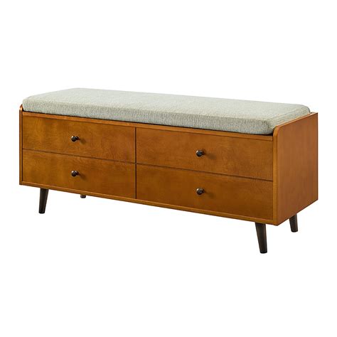 Best Buy: Walker Edison Mid Century Modern Storage Bench with Cushion ...