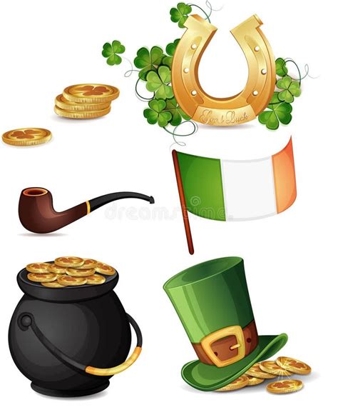 Saint Patrick S Day Symbols Stock Illustration - Illustration of symbol, green: 29557592