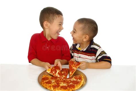 Kids eating pizza stock image. Image of brother, enjoyable - 5957119