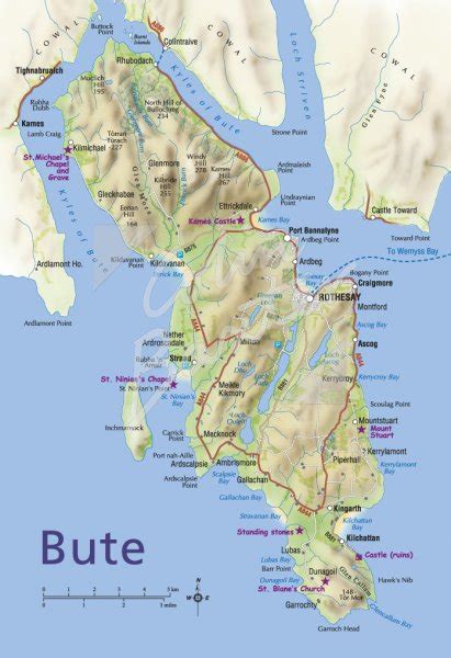 Map of Isle of Bute Postcard (V Std CB) - Colin Baxter Photography