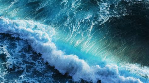 Aerial View Of Ocean Waves Foam Water 4K HD Ocean Wallpapers | HD Wallpapers | ID #79009