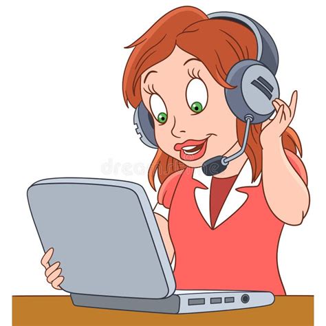 Cartoon Woman Operator of Call Center Stock Vector - Illustration of center, clip: 105689592