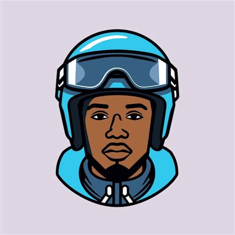 Premium Vector | Black man wearing ski helmet icon vector