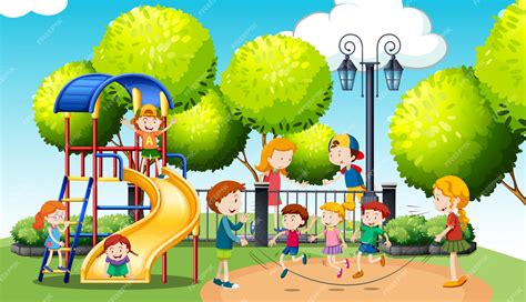 Playgrounds With Kids Clip Art