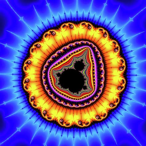 Fractal Mandelbrot Set bold yellow orange and blue colors Digital Art by Matthias Hauser - Fine ...