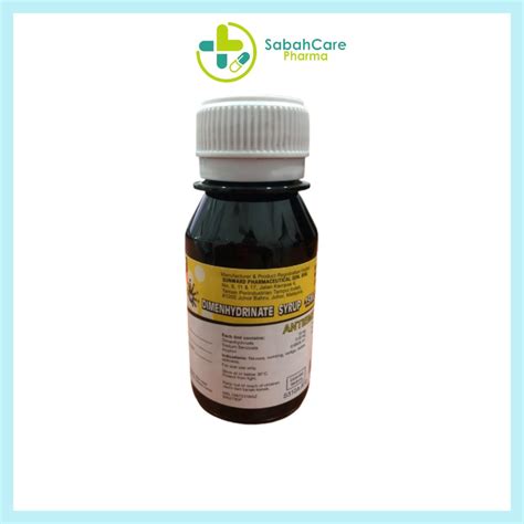 SABAHCARE SUNWARD DIMENHYDRINATE 15MG/5ML 60ML(nausea, vomiting or vertigo and motion sickness ...