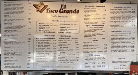 Menu at Taco Grande restaurant, Carpinteria