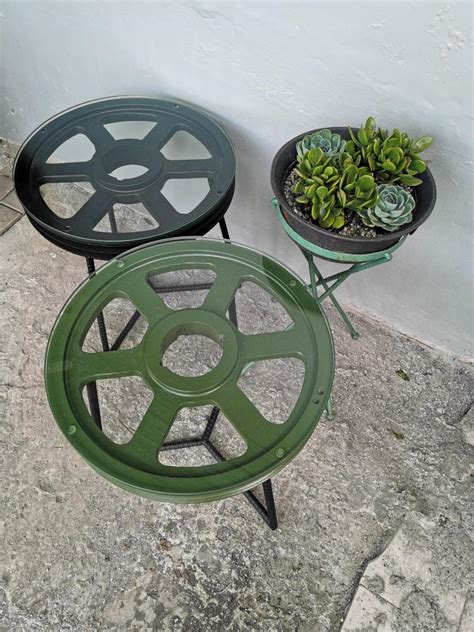 Industrial pulley side table, Furniture & Home Living, Furniture ...