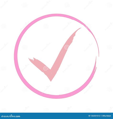 Pink Approval Tick in Round Frame Stock Vector - Illustration of answer, mark: 126351512