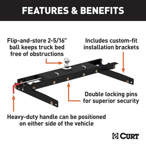 CURT Double-Lock Gooseneck Hitch/Install Kit 60734, Truck Accessory Center