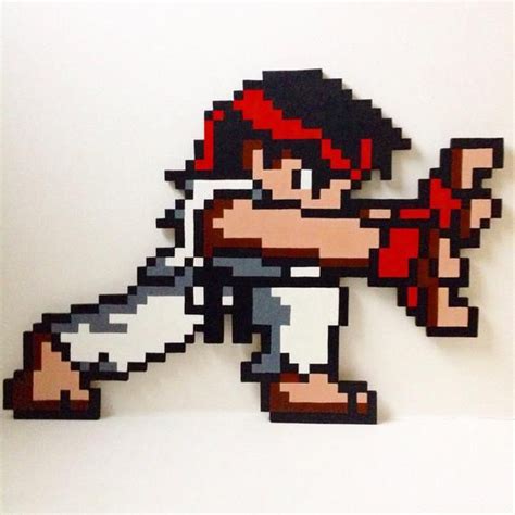 Ryu Hadouken Shot From Street Fighter Games Wooden Pixel Art | Etsy ...