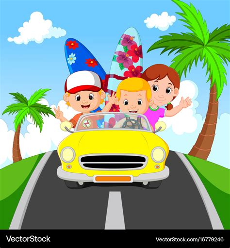 Cartoon family vacation Royalty Free Vector Image