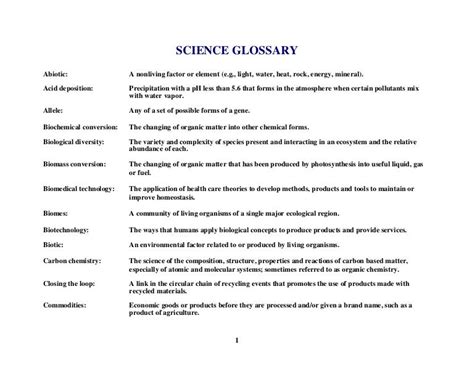 Science glossary