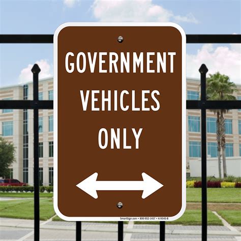 Government Vehicles Only Sign with Bidirectional Arrow