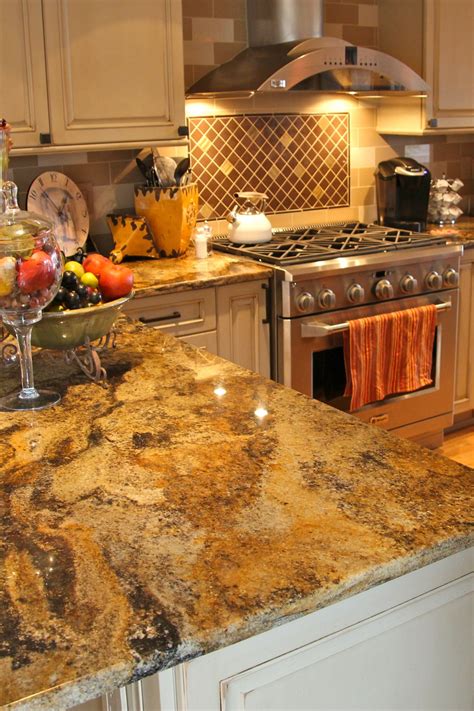 Gold Color Granite Countertops Kitchen Ideas (Gold Trend!)