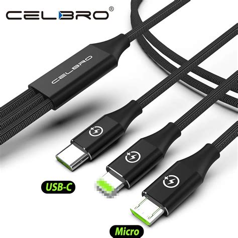 3in1 2in1 USB Cable Micro USB Type C Charger Cable Android Type C Wire ...