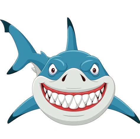 Premium Vector | Cartoon angry shark isolated on white