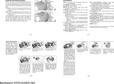 Nikon Fm 10 Quick Guide Instruction Manual