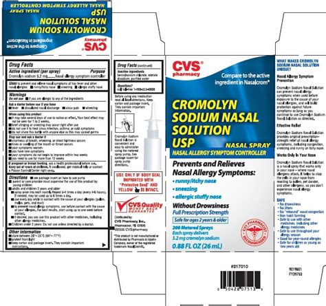 Cromolyn Sodium (CVS Pharmacy) 5.2mg in 1mL spray, metered