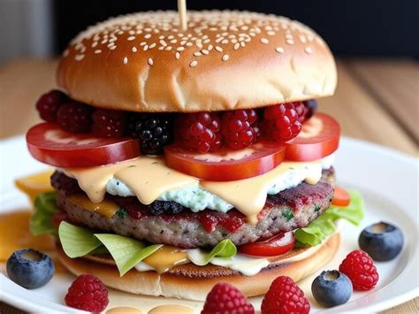 Premium AI Image | A hamburger with a lot of toppings on it