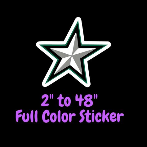 Dallas Stars – Star – Full Color Vinyl Sticker – Custom Size – Sports Stickers USA