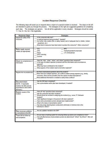 Incident Response Checklist Templates