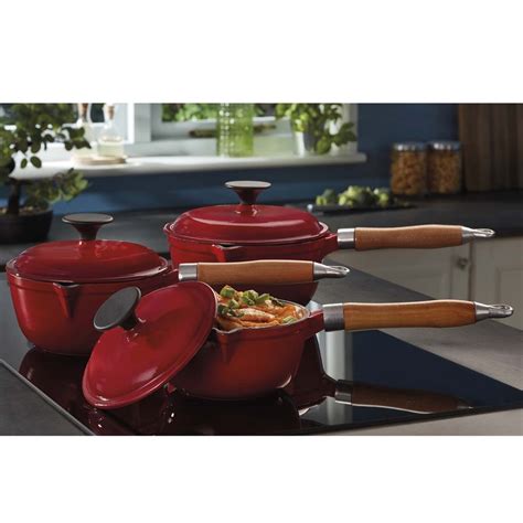 Cooks Professional Three Piece Cast Iron Saucepan Sets - Orange | Telegraph Shop