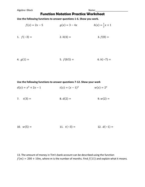 Function Notation Worksheet Answers – Englishworksheet.my.id