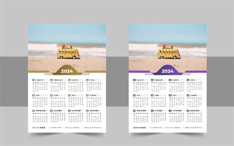 2024 Wall Calendar design template vector - TemplateMonster