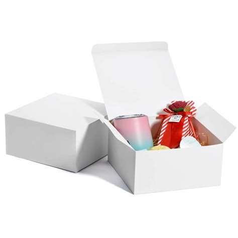 Buy MESHA 8x8x4 Inches White Gift Boxes with Lids, Recyclable Paper Bridesmaid Proposal Box 10 ...