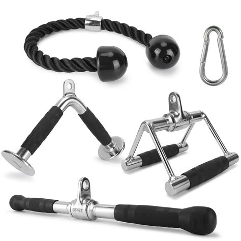 XPRT Fitness Tricep Press Down Cable Attachment, V Handle with Rotation, Rotating Bar, Tricep ...