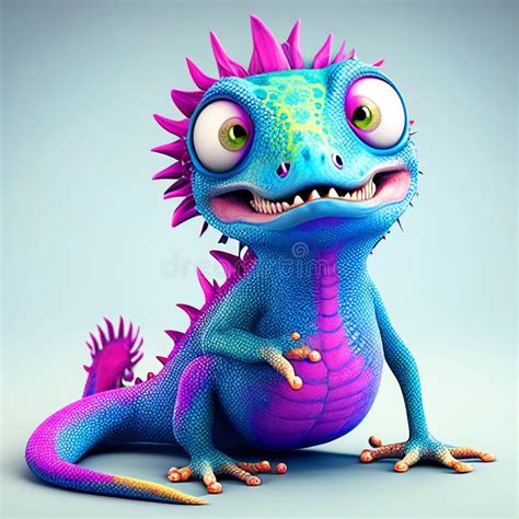 Abstract Lizard Character, Colorful and Cute Animal, Generative AI Stock Illustration ...