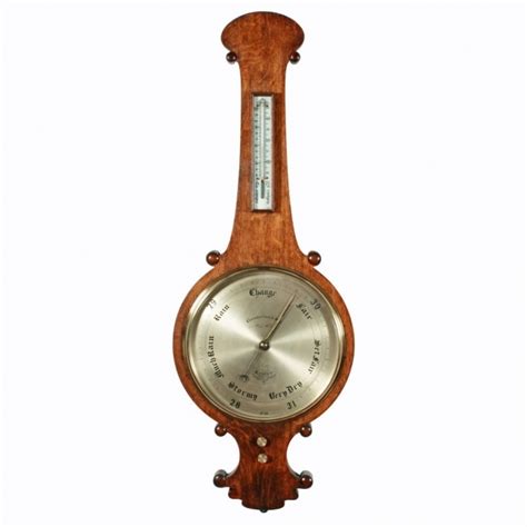 Antique 14" Dial Barometer | Large Oak Cased Barometer