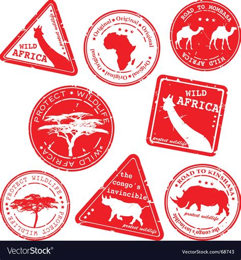 Wild africa stamps Royalty Free Vector Image - VectorStock