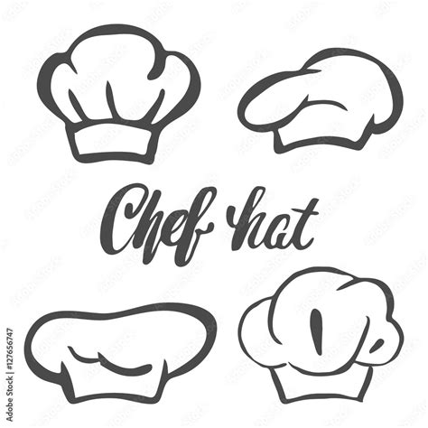 Chef hat silhouette isolated set. Black hat chef cook for logo. Stock ...