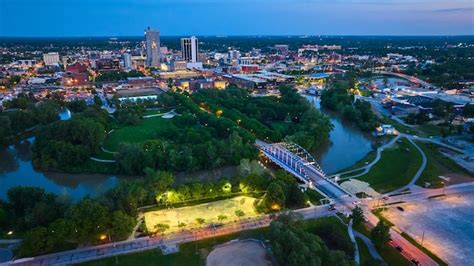 Premium Photo | Night lights in skate park near mlk bridge leading into ...