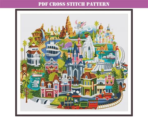 Fun Cartoon Map Counted Cross Stitch Pattern PDF Digital - Etsy