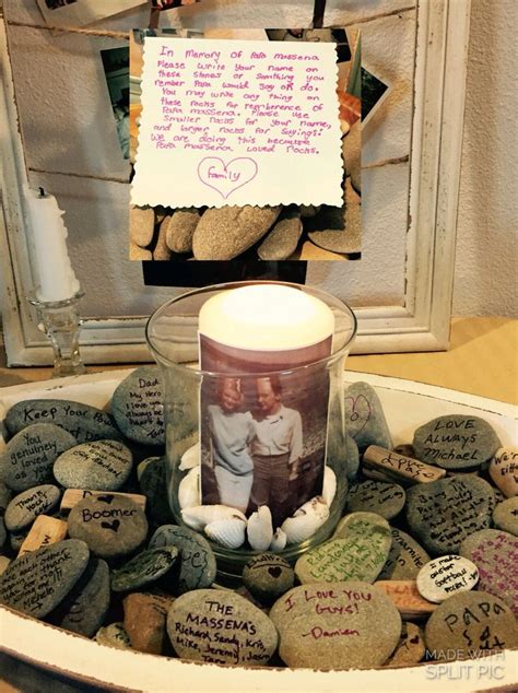 Memory stones. Guest book stones. Funeral. Evalyn wrote a note to inform family & guests to ...