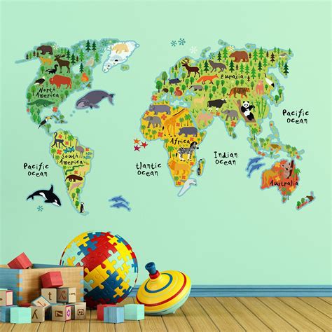 WallPops! Home Decor Line Kids World Map Wall Decal