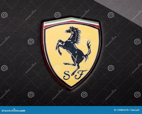 Ferrari Badge on Black Ferrari Luxury Car Editorial Stock Photo - Image of horse, prancing ...