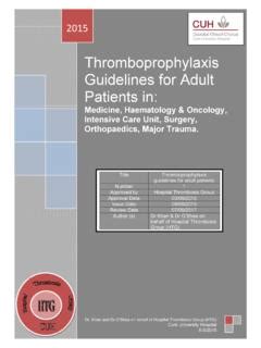 Thromboprophylaxis Guidelines for Adult Patients … / thromboprophylaxis ...