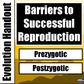 Prezygotic and Postzygotic: Barriers to Successful Reproduction Handout