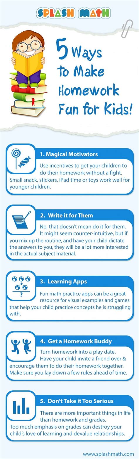 5 Ways to Make Homework Fun for Kids Infographic - e-Learning Infographics