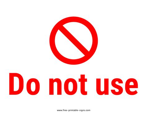 Printable Do Not Use Sign Template – Free Printable Signs