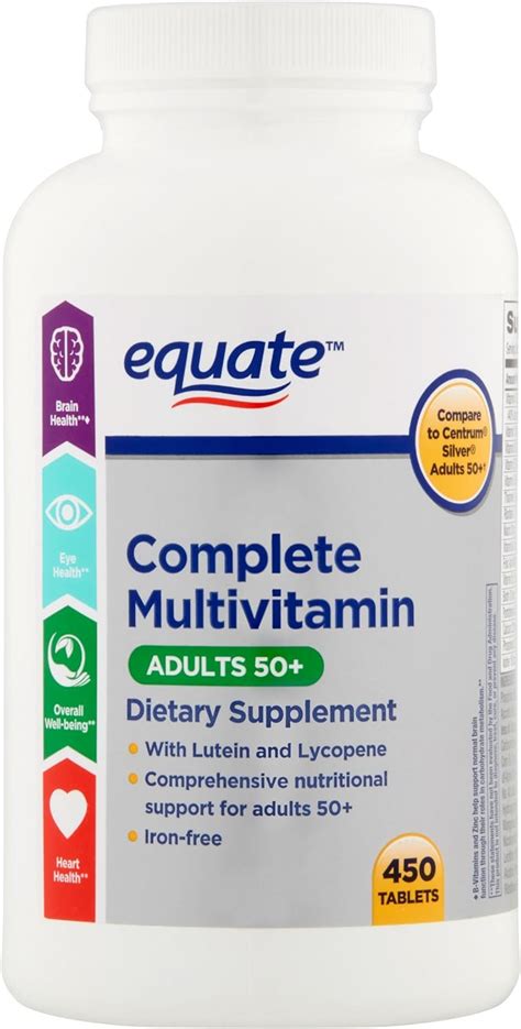 Equate Adults 50+ Complete Multivitamin/Multimineral Supplement Tablets, 450 Ct : Amazon.sg ...