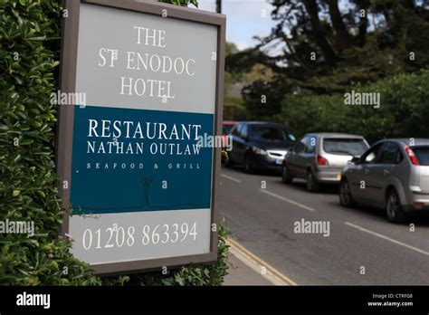 The St Enodoc Hotel Restaurant sign in Rock,Cornwall, owned by ...