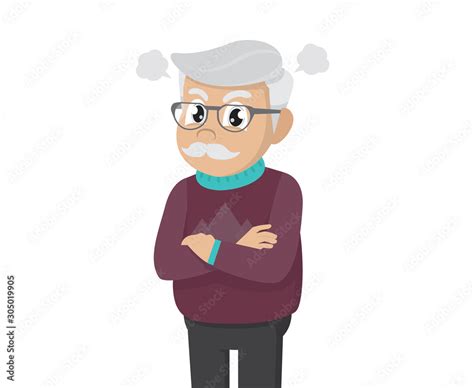 Cartoon character Poses, Grumpy old man. Angry . Stock Vector | Adobe Stock