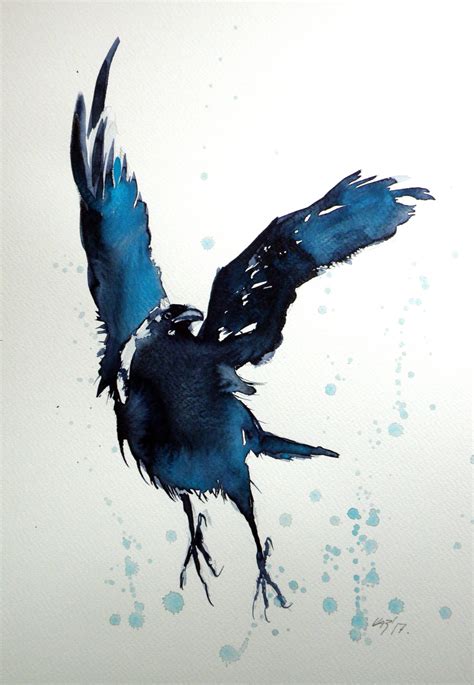 Pet Supplies Hooded Crow Painting Watercolor Original Art Bird Artwork ...