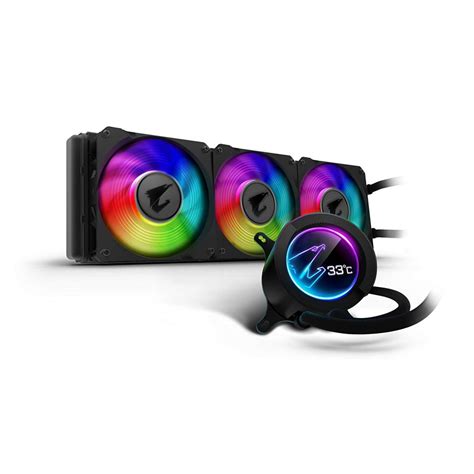 AORUS RGB AIO Liquid Cooler 360, 360mm Radiator, Triple 120mm Windforce PWM Fans, Customizable ...