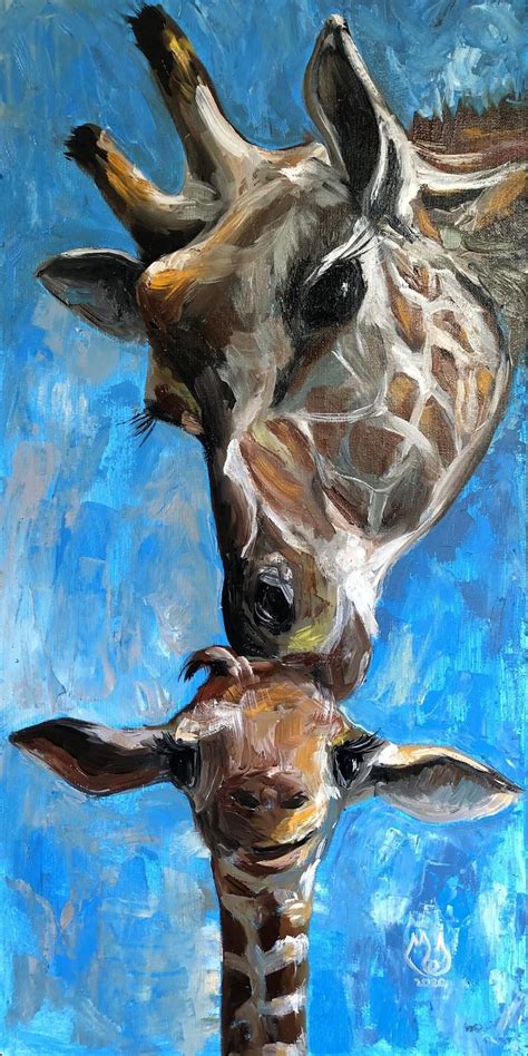 Giraffe Wall Art Mother and Baby Painting Mother and Child Art | Etsy | Giraffe wall art, Mother ...